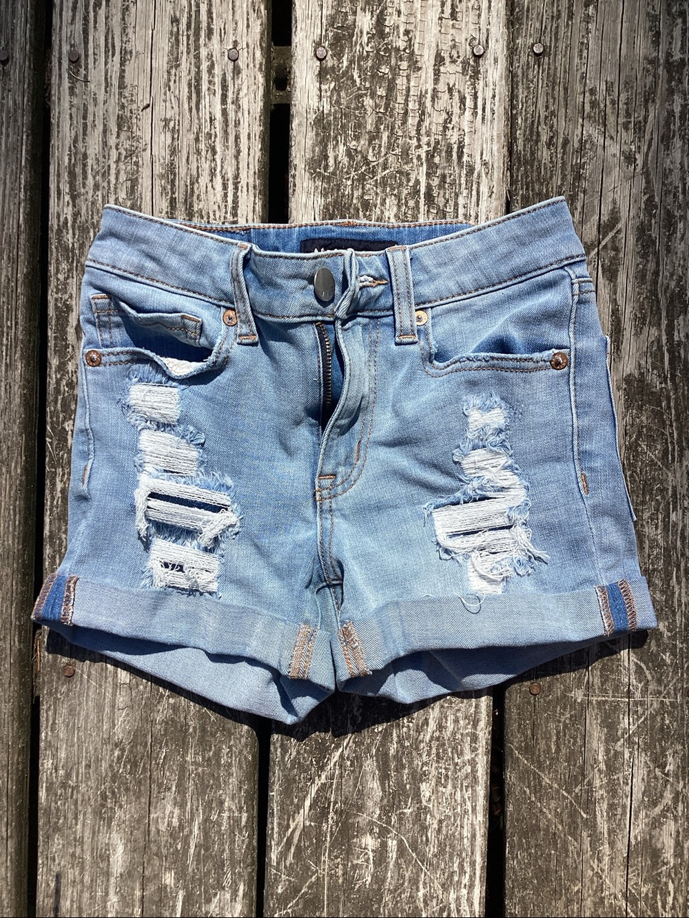 Aeropostale High Rise Midi Jean Shorts